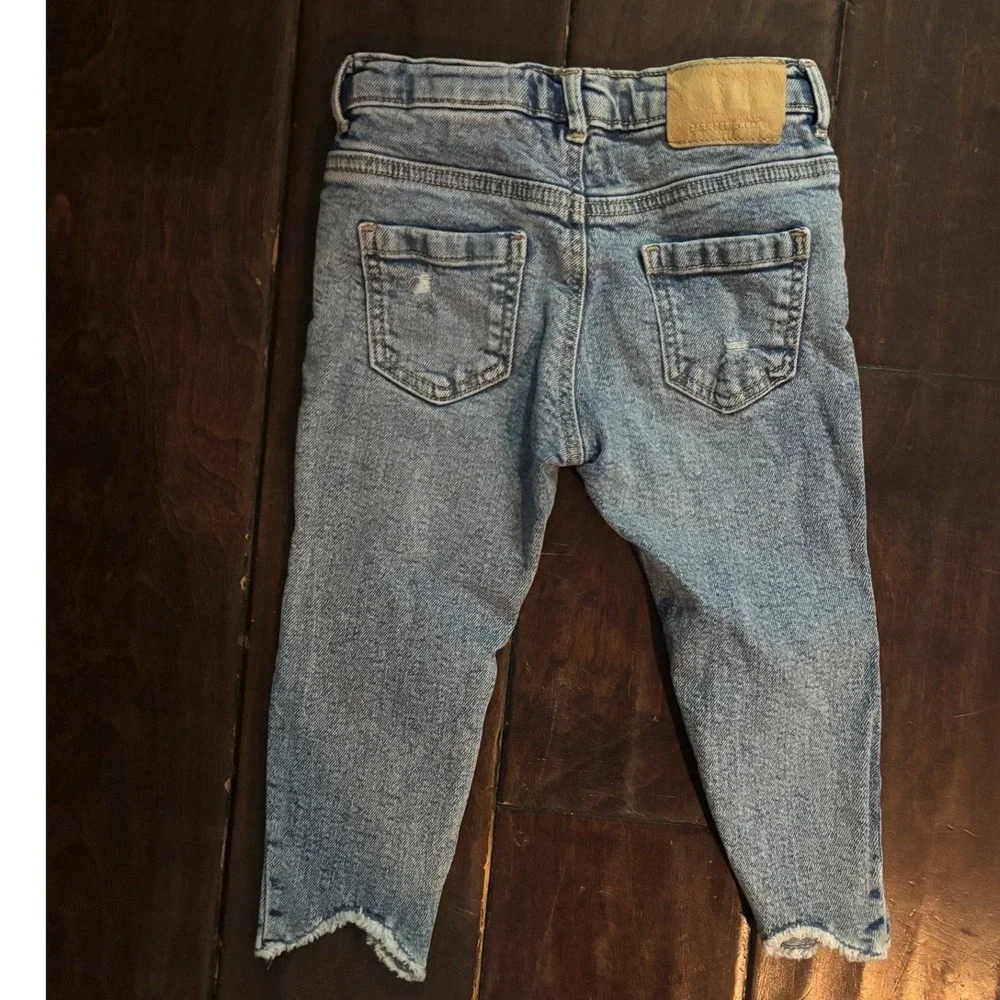 Zara Baby Boys Distressed Jeans Medium Wash‎ Frayed Hem 12-18 Months 86cm